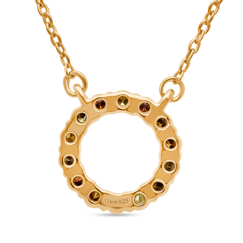Multi Diamond Circle Necklace (Size - 18/20) in Vermeil Yellow Gold Plated Sterling Silver_8161856_3