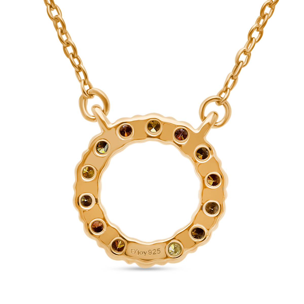 Multi Diamond Circle Necklace (Size - 18-20) in Vermeil Yellow Gold Plated Sterling Silver V32698823 3