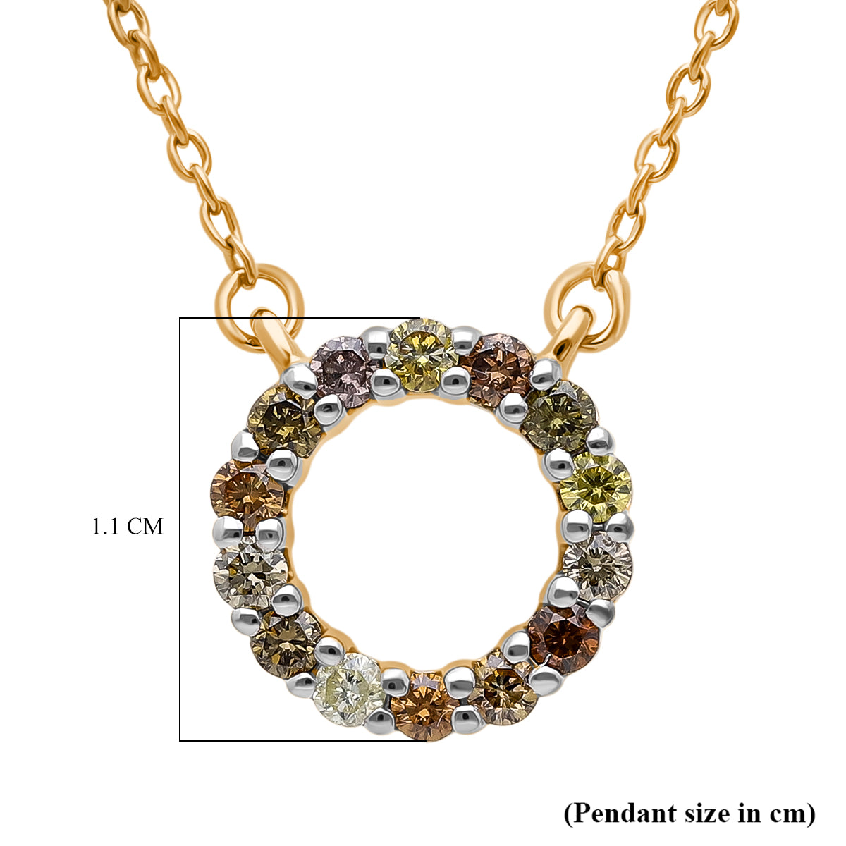 Multi Diamond Circle Necklace (Size - 18-20) in Vermeil Yellow Gold Plated Sterling Silver V32698823 4