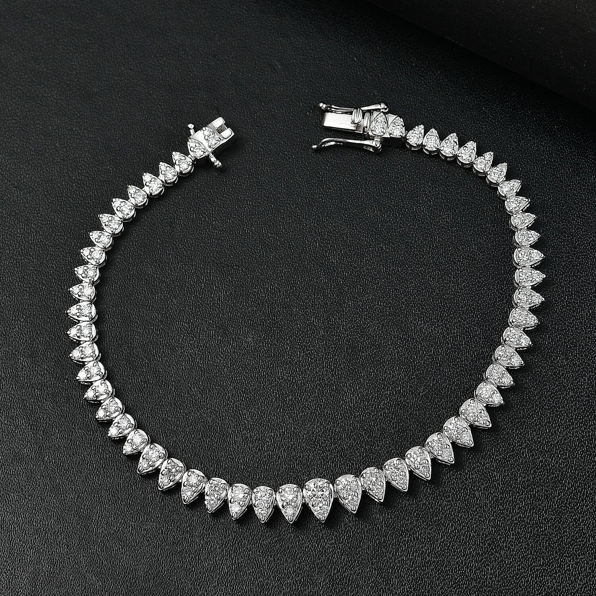 LUXURIANT 3 Ct. Lab Grown Diamond Bracelet with GB Lock Box in Rhodium Overlay Sterling Silver 7.5 Inch (SI G/H) 8161892 2