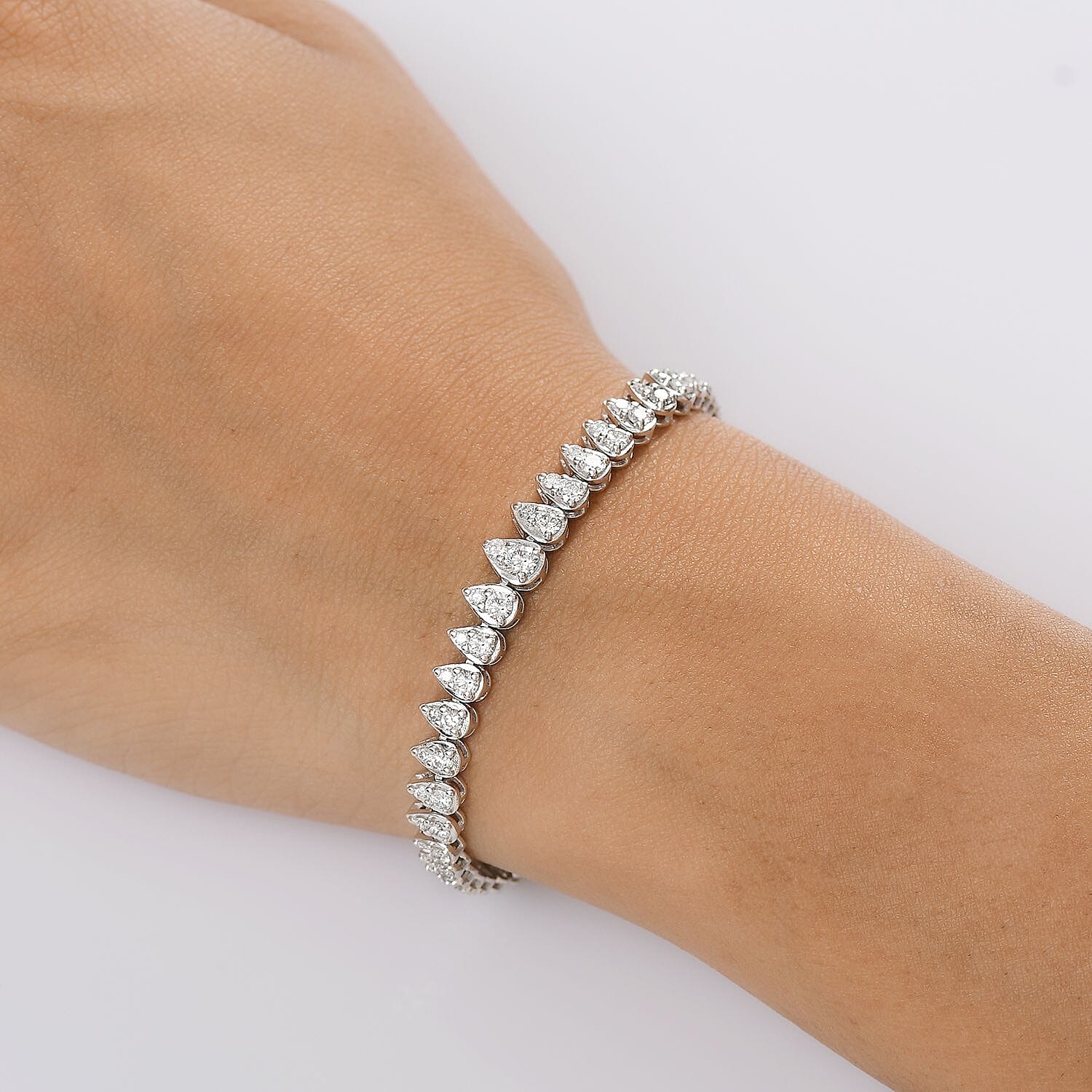 LUXURIANT 3 Ct. Lab Grown Diamond Bracelet with GB Lock Box in Rhodium Overlay Sterling Silver 7.5 Inch (SI G/H) 8161892 3