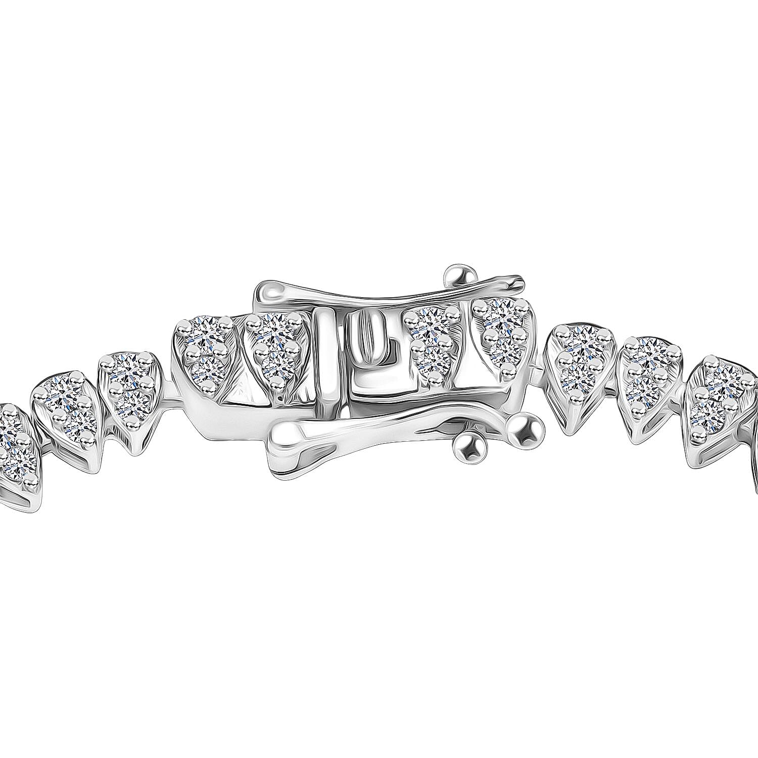 LUXURIANT 3 Ct. Lab Grown Diamond Bracelet with GB Lock Box in Rhodium Overlay Sterling Silver 7.5 Inch (SI G/H) 8161892 4