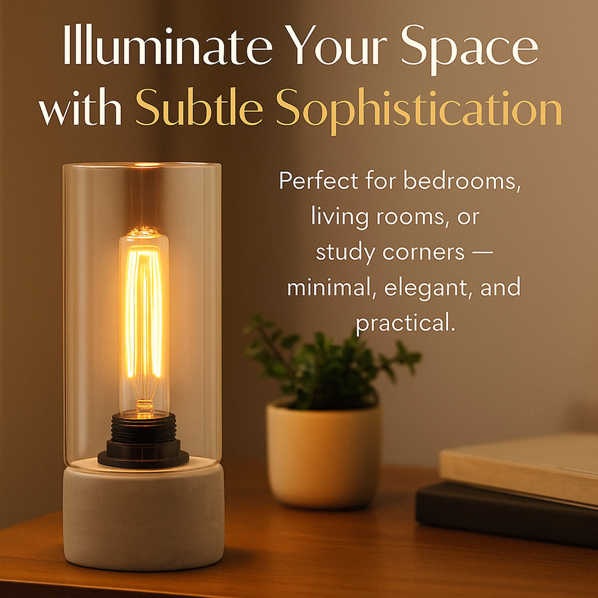 Industrial Style Abel Table Lamp with Concrete Base and Clear Glass Shade 8161900 3