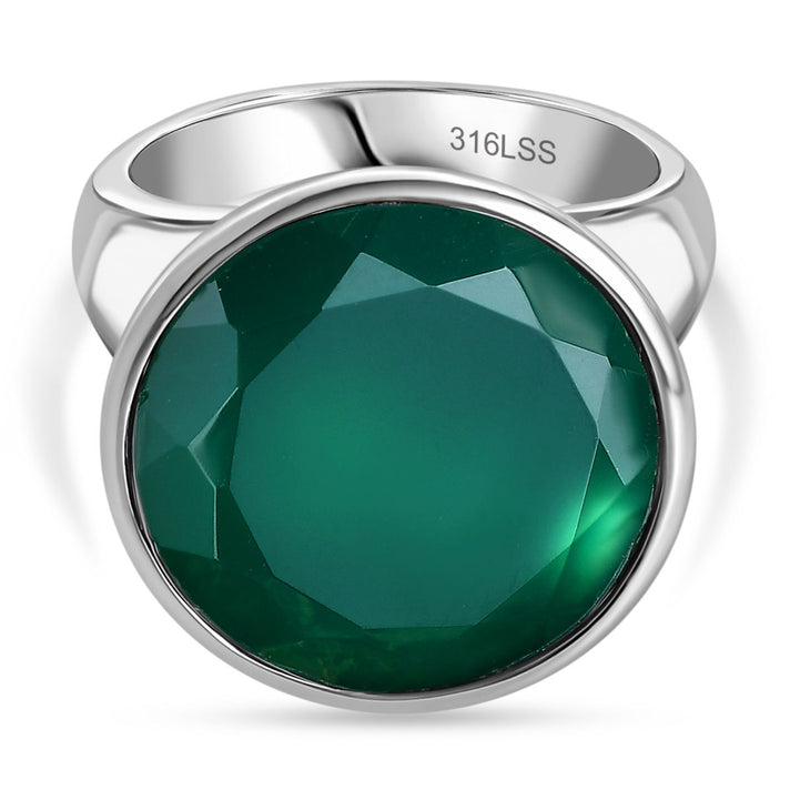 Green Onyx Solitaire Ring Stainless Steel  14.585  Ct. 8162233 1