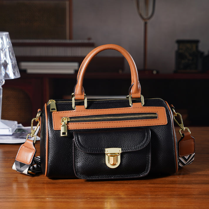 Genuine Leather Bandouliere Crossbody Bag - Black 8162363 2