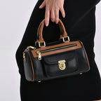 Genuine Leather Bandouliere Crossbody Bag - Black_8162363_3