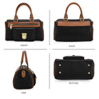 Genuine Leather Bandouliere Crossbody Bag - Black_8162363_4
