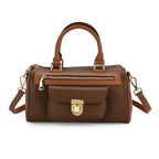Genuine Leather Bandouliere Crossbody Bag - Brown_8162364