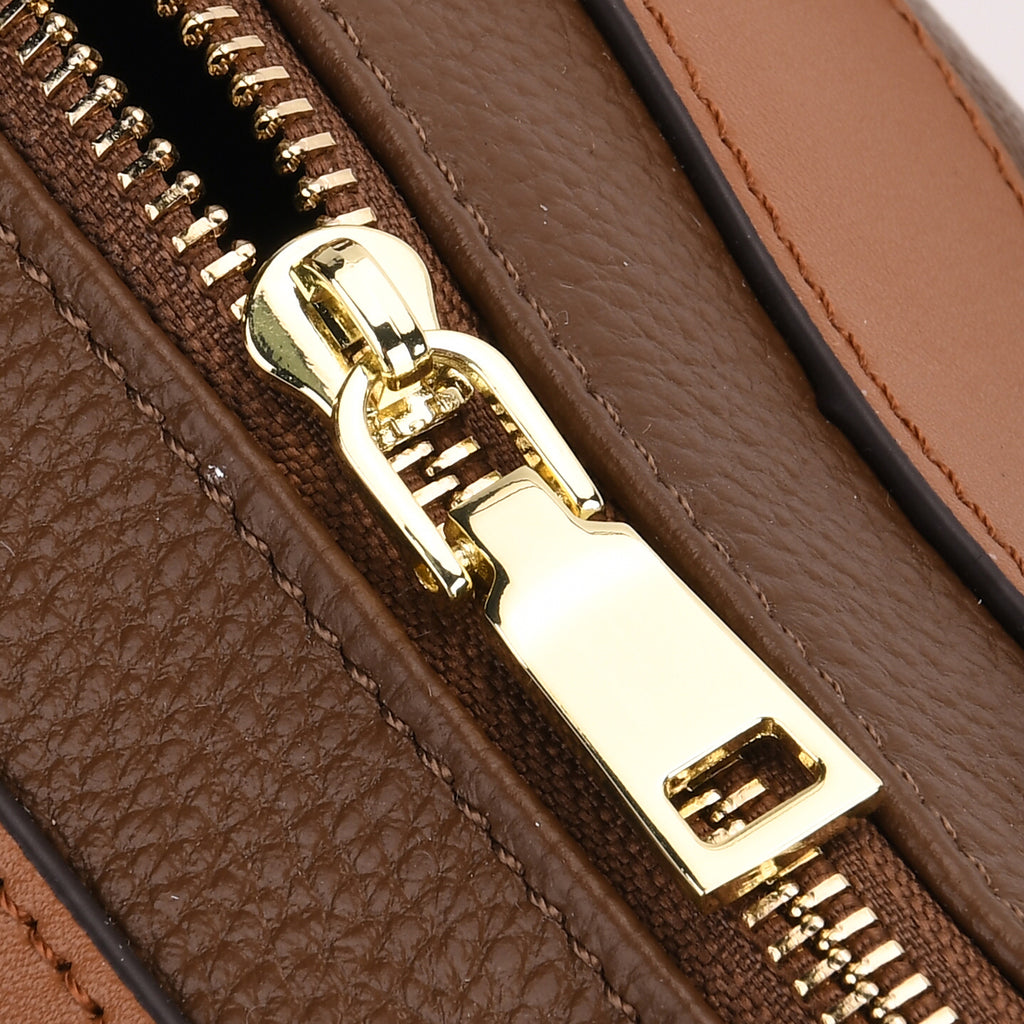 Genuine Leather Bandouliere Crossbody Bag - Brown_8162364_6
