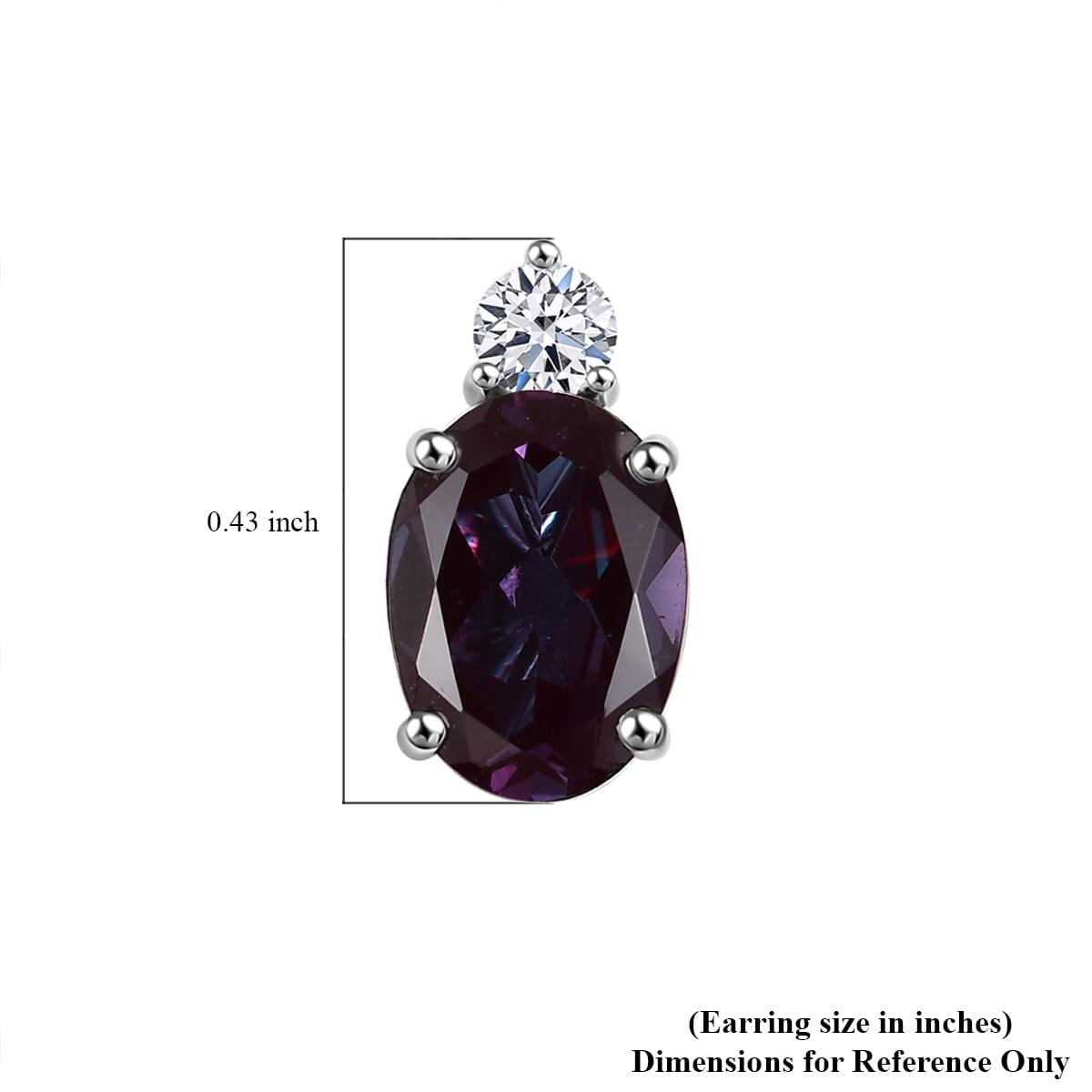 Certified and Appraised LUXURIANT AAA Lab Grown Alexandrite, Lab Grown Diamond Solitaire Stud Push Post Earring in 10K White Gold , AGI Certified (GH, SI) 8162668 5