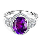 Natural Moroccan Amethyst & White Zircon Classic Garden Glow Ring in Rhodium Overlay Sterling Silver 3.00 Ct._8162842