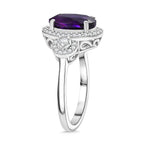 Natural Moroccan Amethyst & White Zircon Classic Garden Glow Ring in Rhodium Overlay Sterling Silver 3.00 Ct._8162844_3
