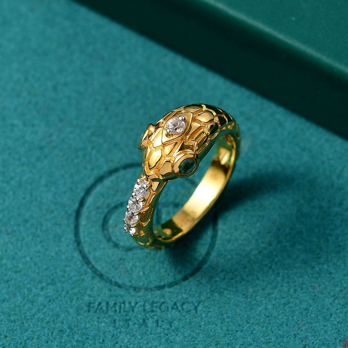 GP Serpentine Collection - White Sapphire, Zambian Emerald Snake Ring in 18K Vermeil Yellow Gold Plated Sterling Silver 8162855 2