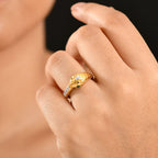 GP Serpentine Collection - White Sapphire, Blue Sapphire & Zambian Emerald Ring in 18K Vermeil Yellow Gold Plated Sterling Silver_8162856_3