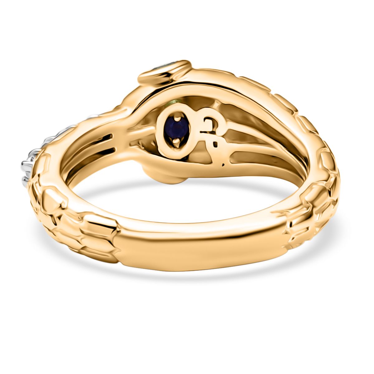 GP Serpentine Collection - White Sapphire, Zambian Emerald Snake Ring in 18K Vermeil Yellow Gold Plated Sterling Silver 8162856 6