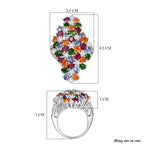 Tanzanite, Fire Opal & Multi Gemstones Ring in Rhodium Overlay Sterling Silver 8.34 Ct, Silver Wt.9.83 Gms._8163234_5