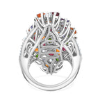 Tanzanite, Fire Opal & Multi Gemstones Ring in Rhodium Overlay Sterling Silver 8.34 Ct, Silver Wt.9.83 Gms._8163235_4