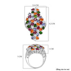 Tanzanite, Fire Opal & Multi Gemstones Ring in Rhodium Overlay Sterling Silver 8.34 Ct, Silver Wt.9.83 Gms._8163235_5