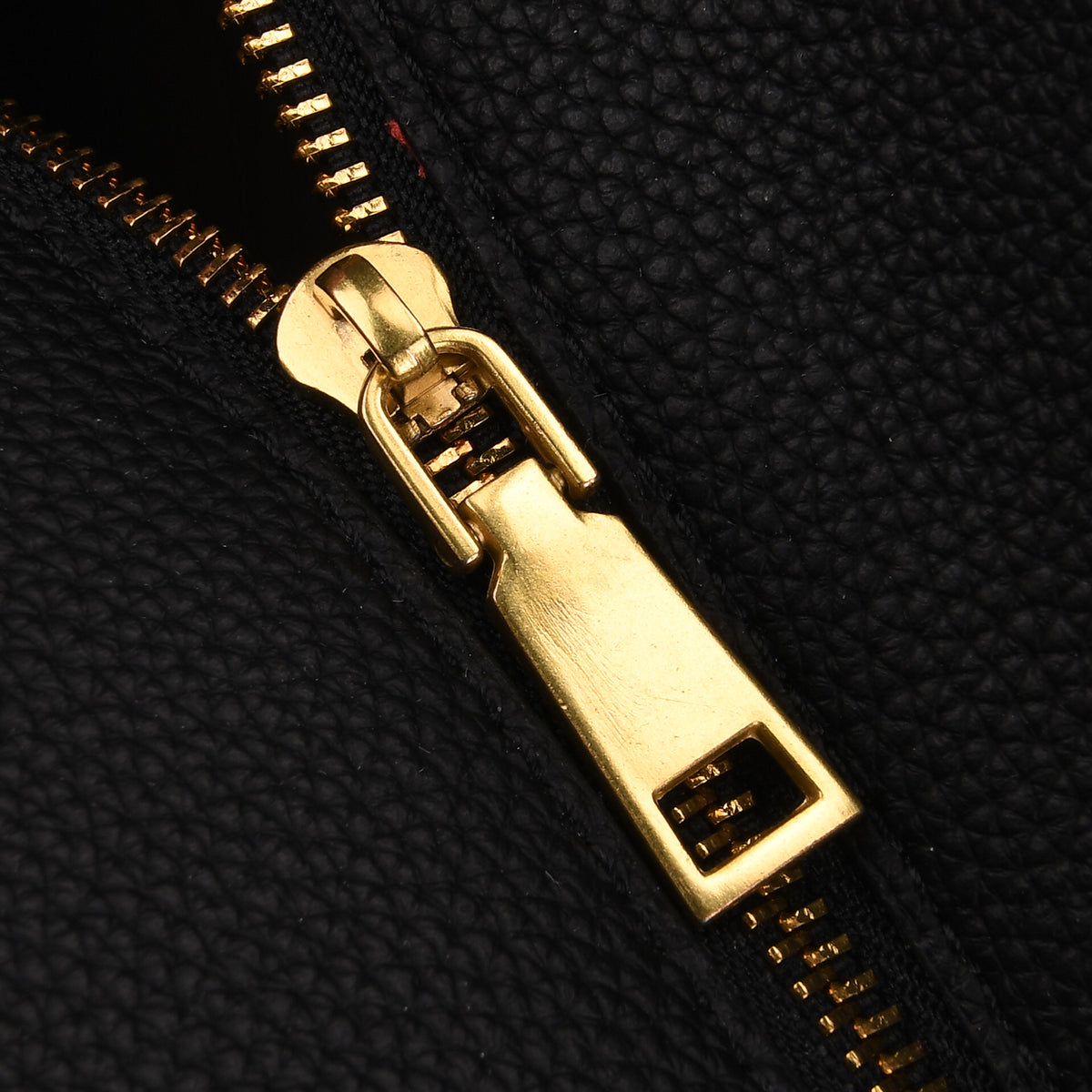 Genuine Leather Structured Top Handle Handbag with Gold Clasp &amp; Shoulder Strap - Black V32643039 6