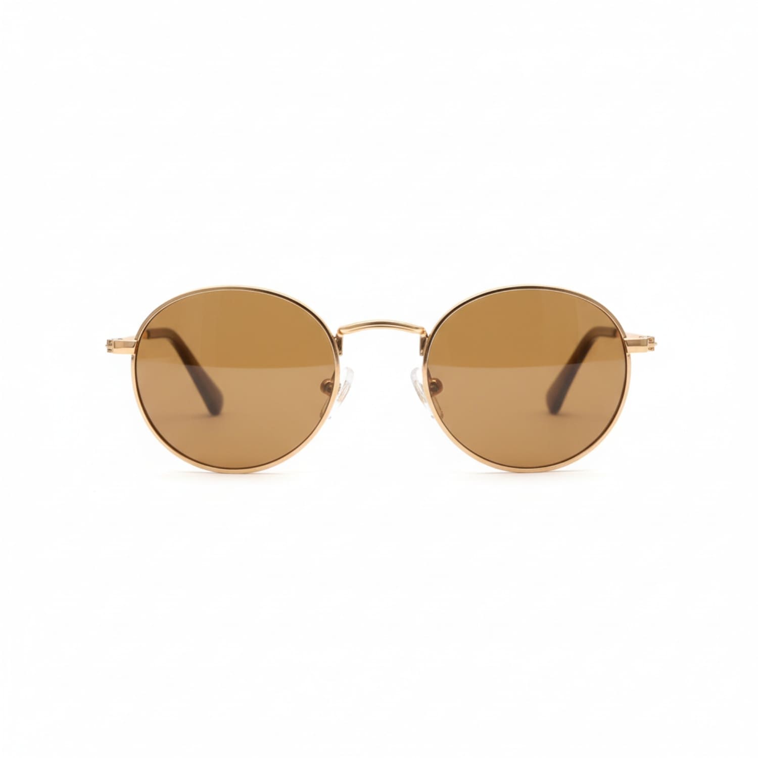 Vintage-Inspired Gold Frame Sunglasses with Brown Lenses &amp; Side Panels 8163652 0