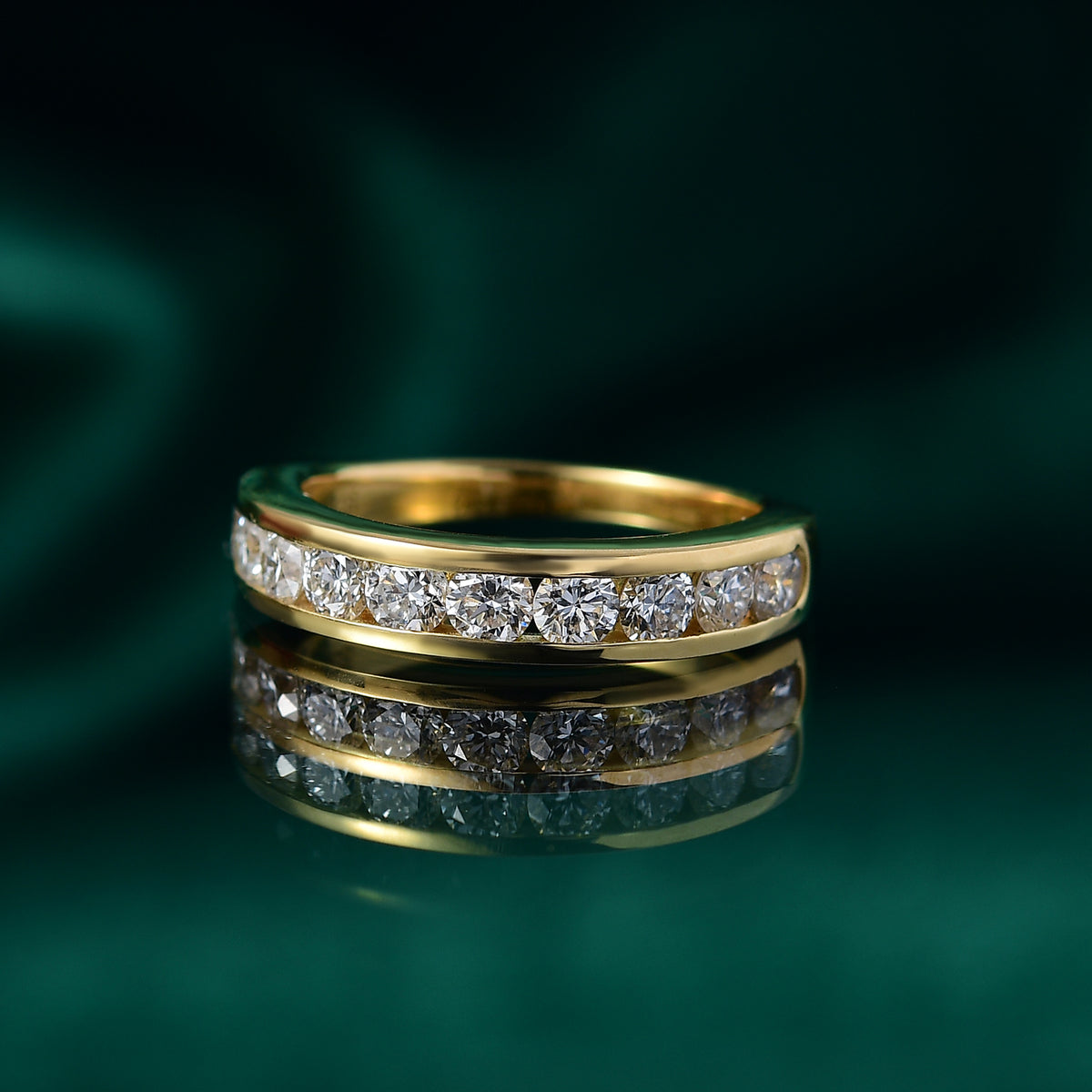 LUXURIANT 1 Ct. Lab Grown Diamond Half Eternity Ring in 18K Vermeil Yellow Gold Plated Sterling Silver (SI-GH) 8163934 2