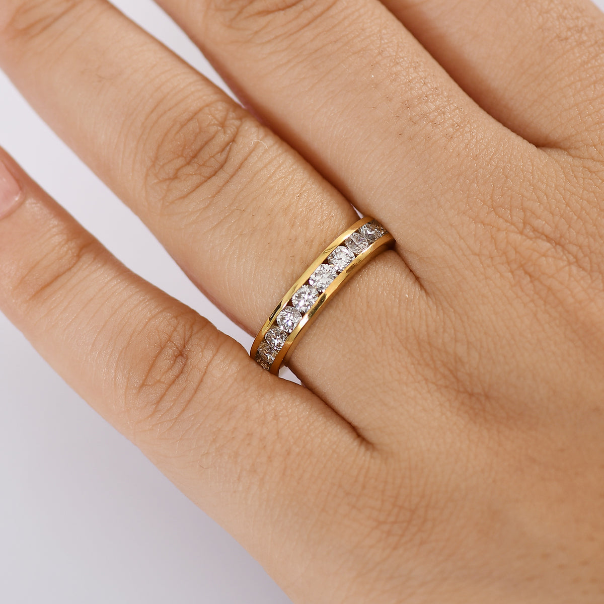 LUXURIANT 1 Ct. Lab Grown Diamond Half Eternity Ring in 18K Vermeil Yellow Gold Plated Sterling Silver (SI-GH) 8163934 3