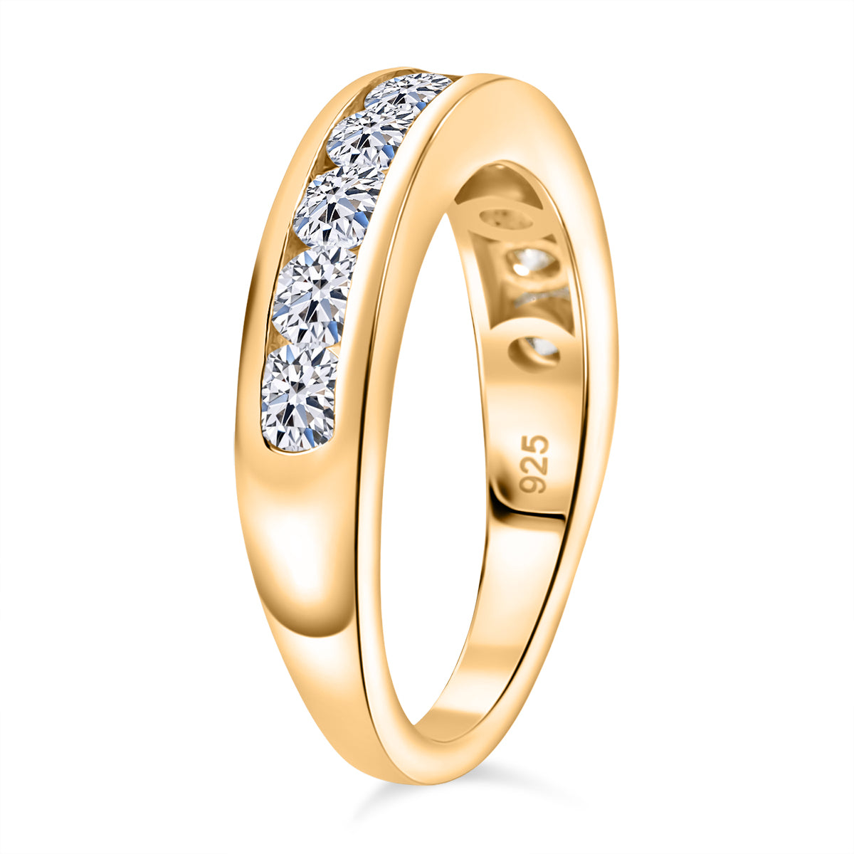 LUXURIANT 1 Ct. Lab Grown Diamond Half Eternity Ring in 18K Vermeil Yellow Gold Plated Sterling Silver (SI-GH) 8163934 4