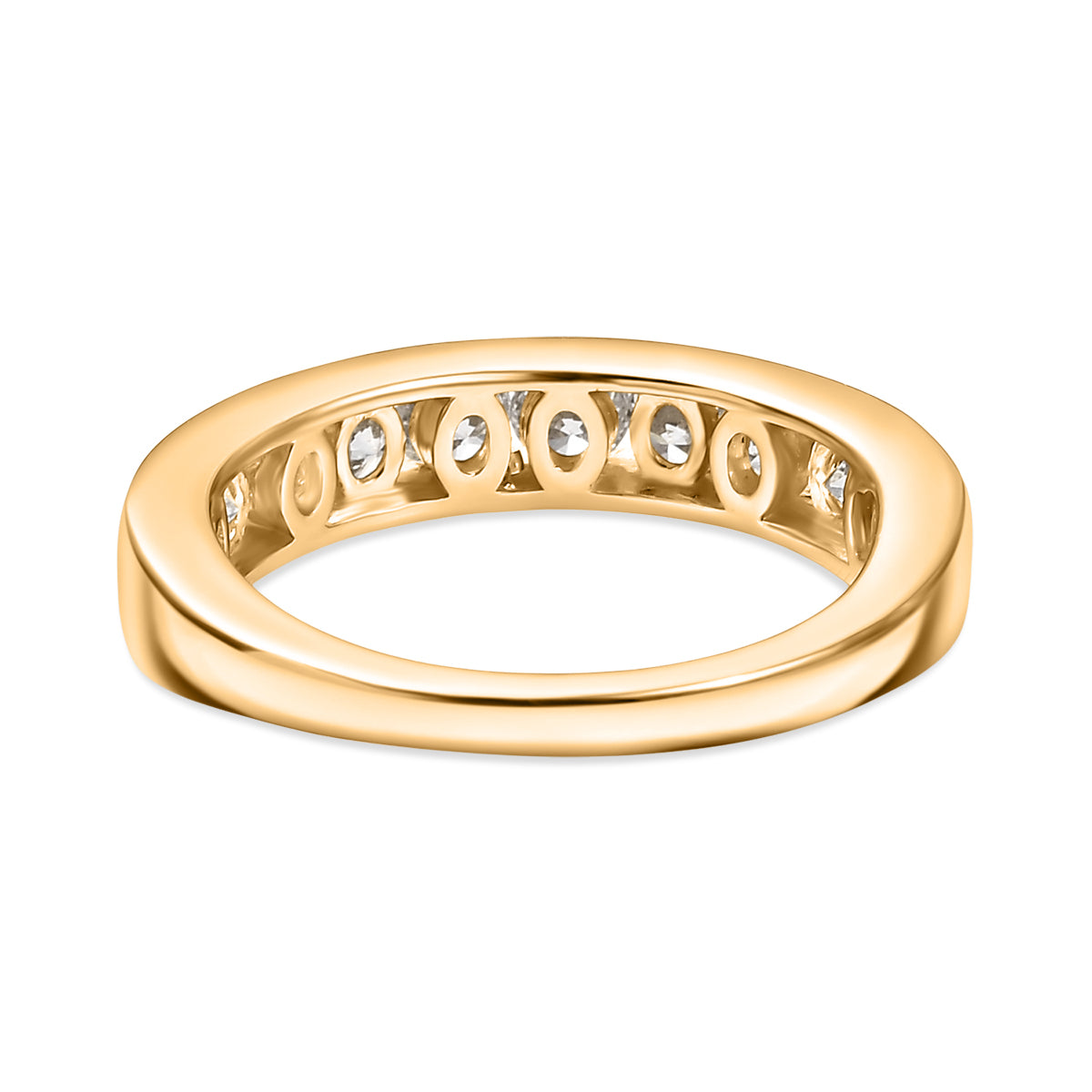 LUXURIANT 1 Ct. Lab Grown Diamond Half Eternity Ring in 18K Vermeil Yellow Gold Plated Sterling Silver (SI-GH) 8163934 5