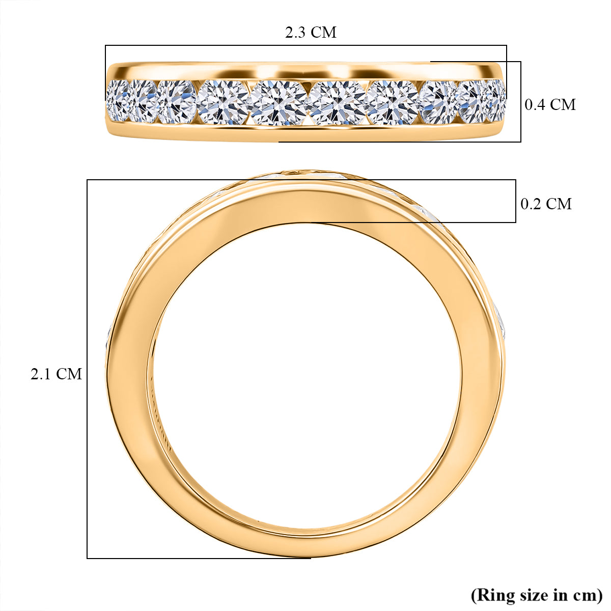 LUXURIANT 1 Ct. Lab Grown Diamond Half Eternity Ring in 18K Vermeil Yellow Gold Plated Sterling Silver (SI-GH) 8163934 6