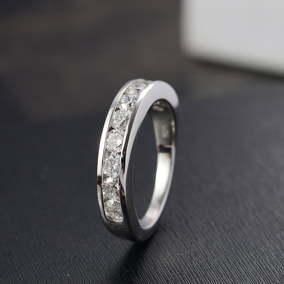 LUXURIANT 1 Ct. Lab Grown Diamond (SI G/H) Half Eternity Band Ring in Rhodium Overlay Sterling Silver 8163941 2