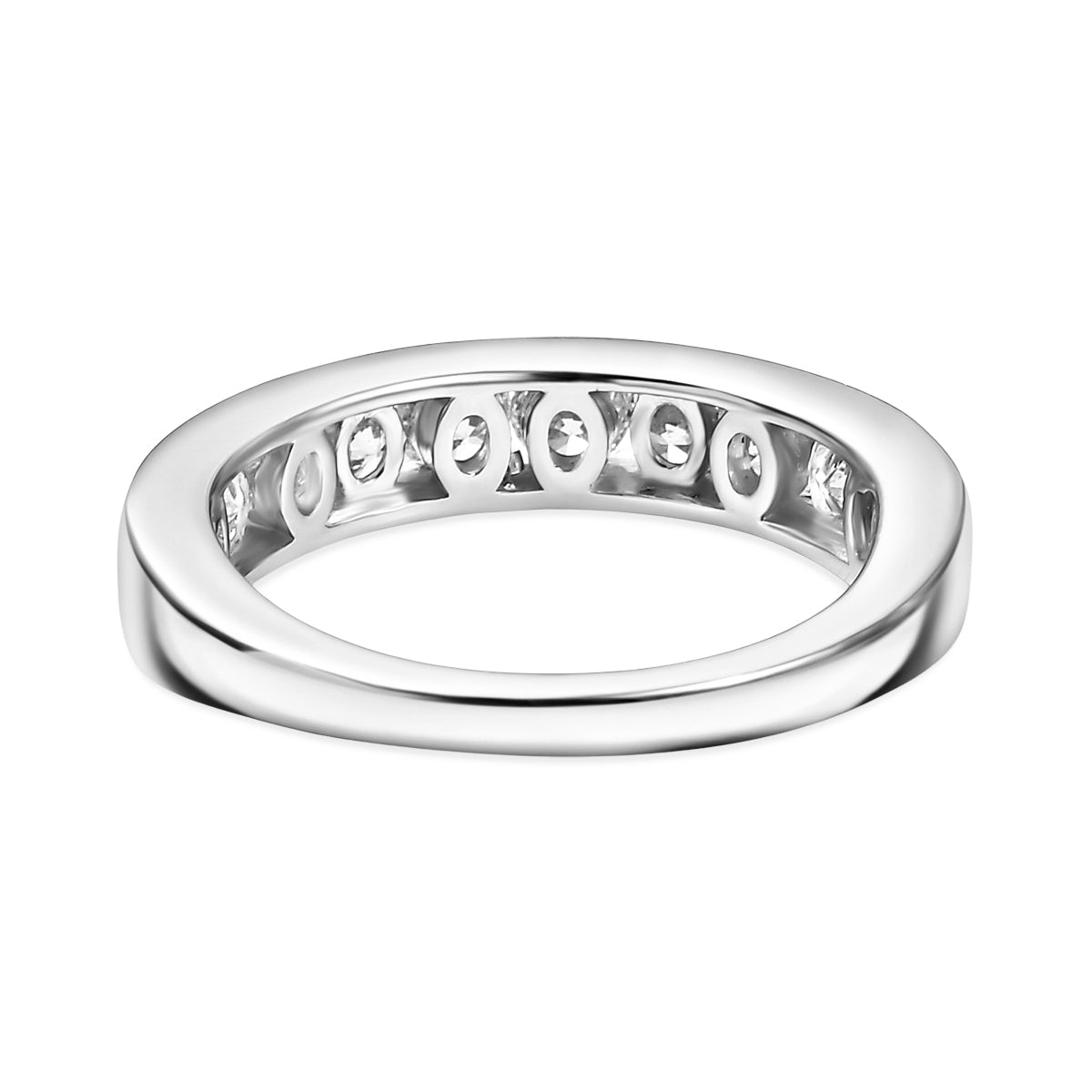 LUXURIANT 1 Ct. Lab Grown Diamond (SI G/H) Half Eternity Band Ring in Rhodium Overlay Sterling Silver 8163941 5