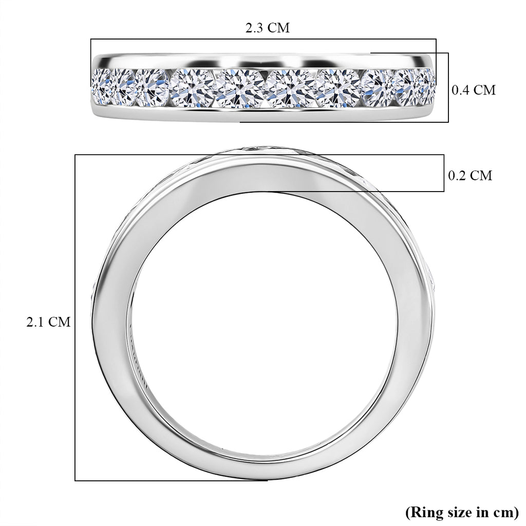Luxuriant Lab Grown Diamond (SI/GH) Half Eternity Band Ring in Rhodium Overlay Sterling Silver 1.00 Ct._8163941_5