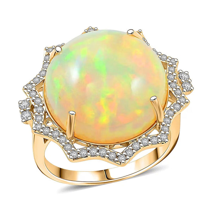 Luxoro 10K Yellow Gold AAA Ethiopian Opal, White Diamond I2 Ring, Gold Wt.4.7 Gms  11.200  Ct. 8164263 1