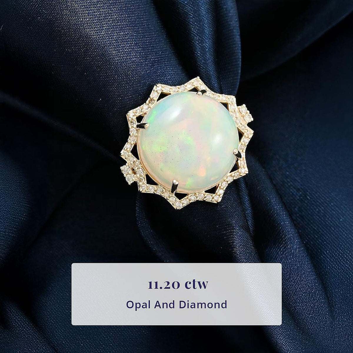 Certified and Appraised LUXORO AAA Ethiopian Opal, White Diamond I2 Ring in 10K Yellow Gold, Gold Wt.4.7 Gms  11.200  Ct. 8164263 2