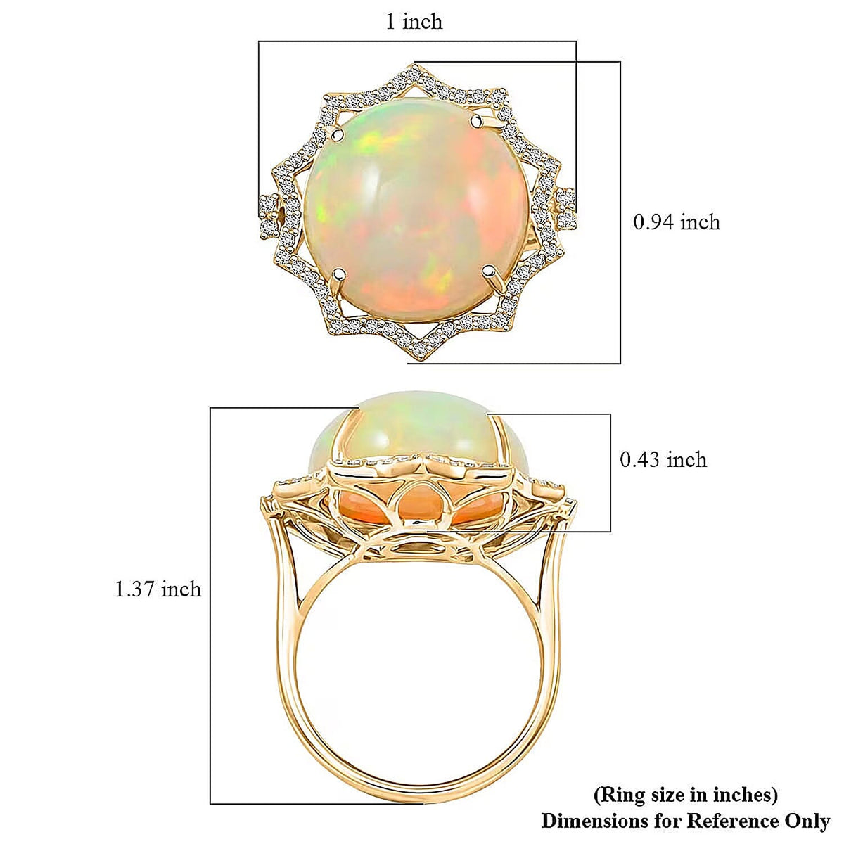 Certified and Appraised LUXORO AAA Ethiopian Opal, White Diamond I2 Ring in 10K Yellow Gold, Gold Wt.4.7 Gms  11.200  Ct. 8164263 5