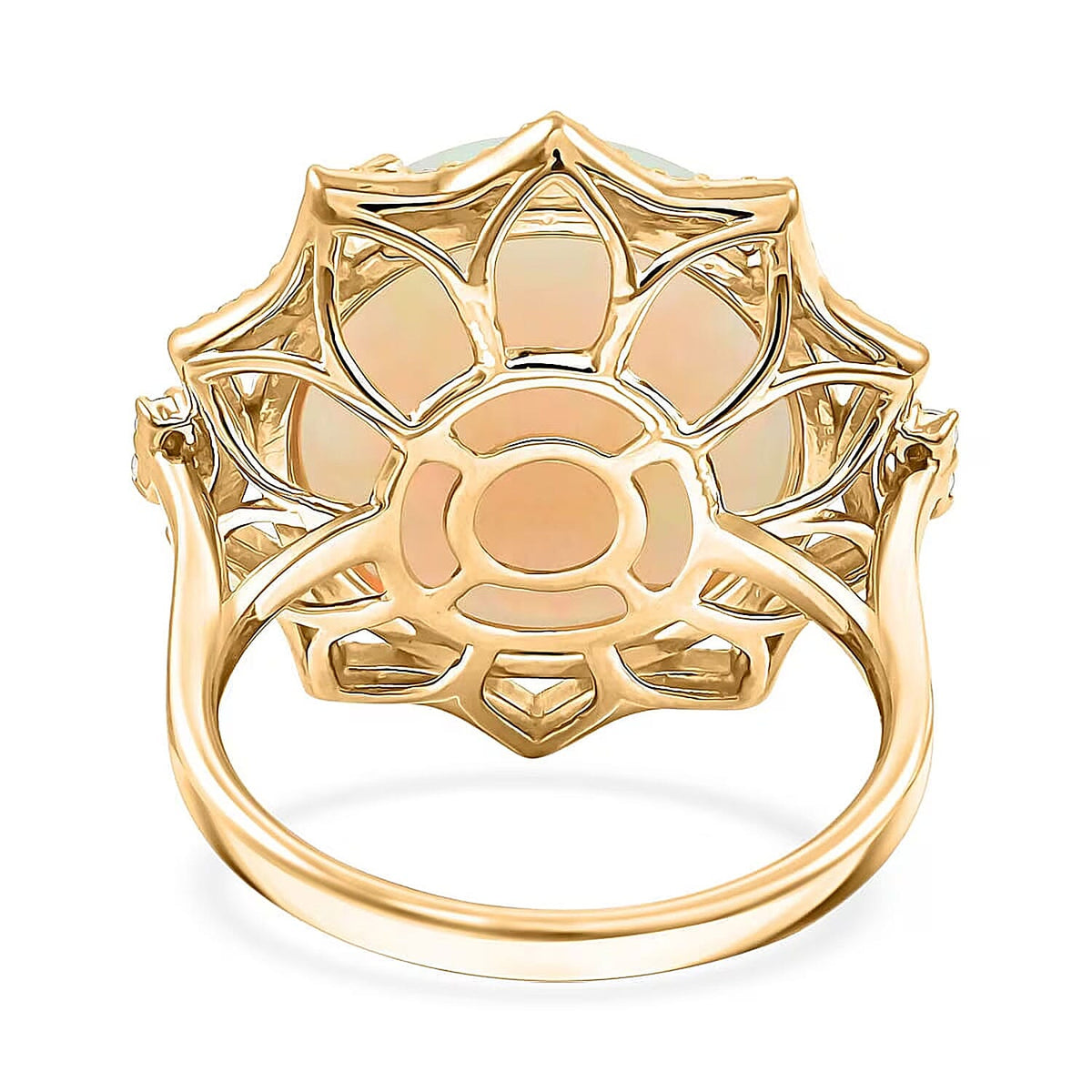 Certified and Appraised LUXORO AAA Ethiopian Opal, White Diamond I2 Ring in 10K Yellow Gold, Gold Wt.4.7 Gms 11.200 Ct. 8164265 6