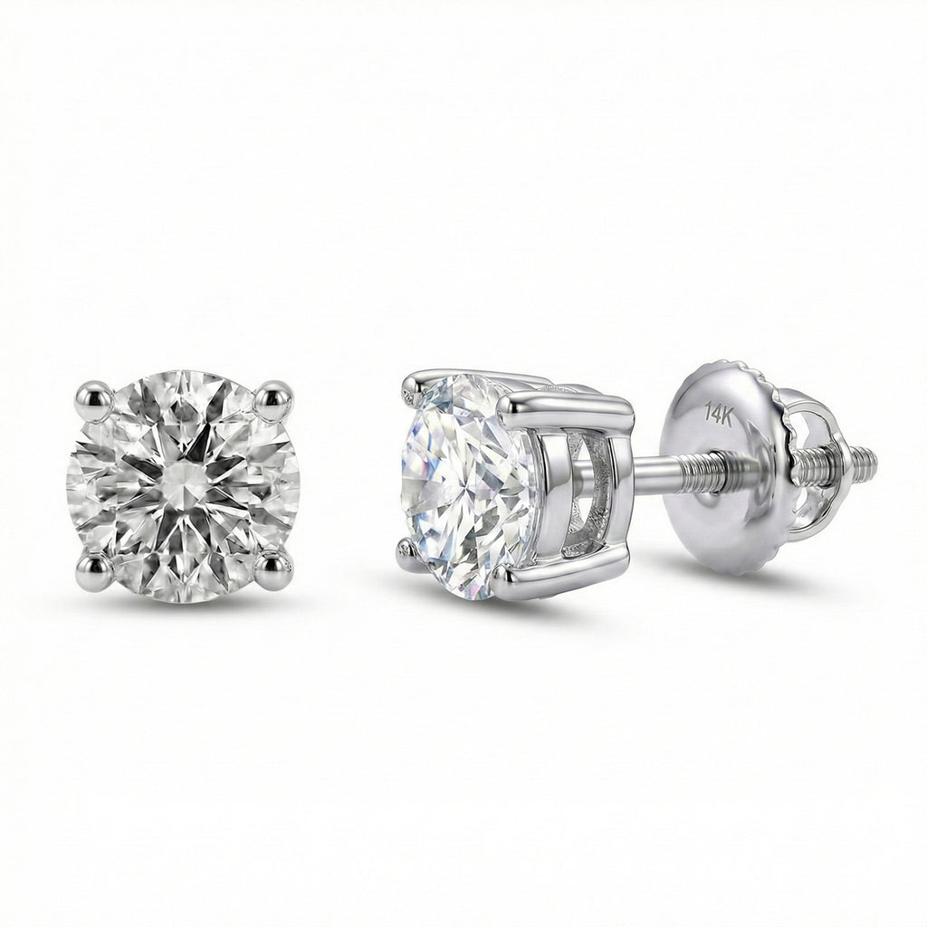 Luxuriant 14K White Gold IGI Certified Lab Grown Diamond (VS/E-F) Solitaire Stud Earrings with Screw Back 4.00 Ct._8164287