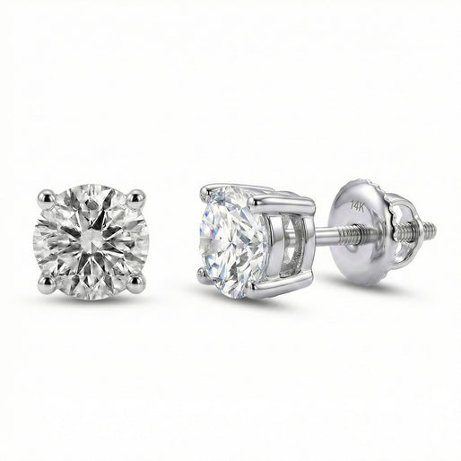 LUXURIANT 14K Gold IGI Certified Lab Grown Diamond Solitaire Earrings with Screw Back 4 Ct.