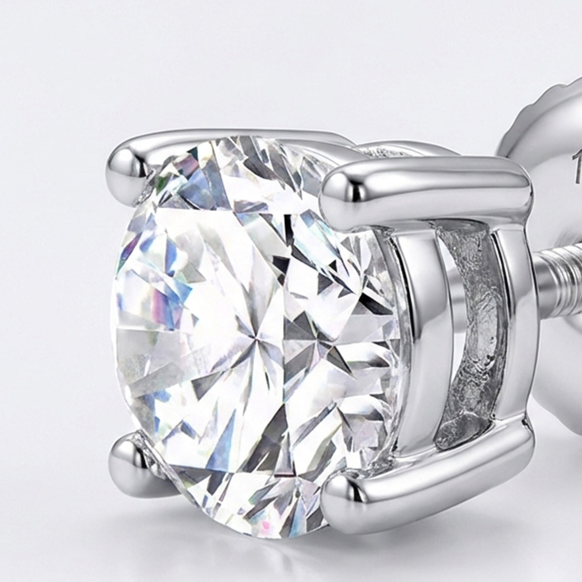 LUXURIANT IGI Certified 4 Ct. Lab Grown Diamond VS E-F Stud Solitaire Earring with Screw Back in 14K White Gold 8164287 4