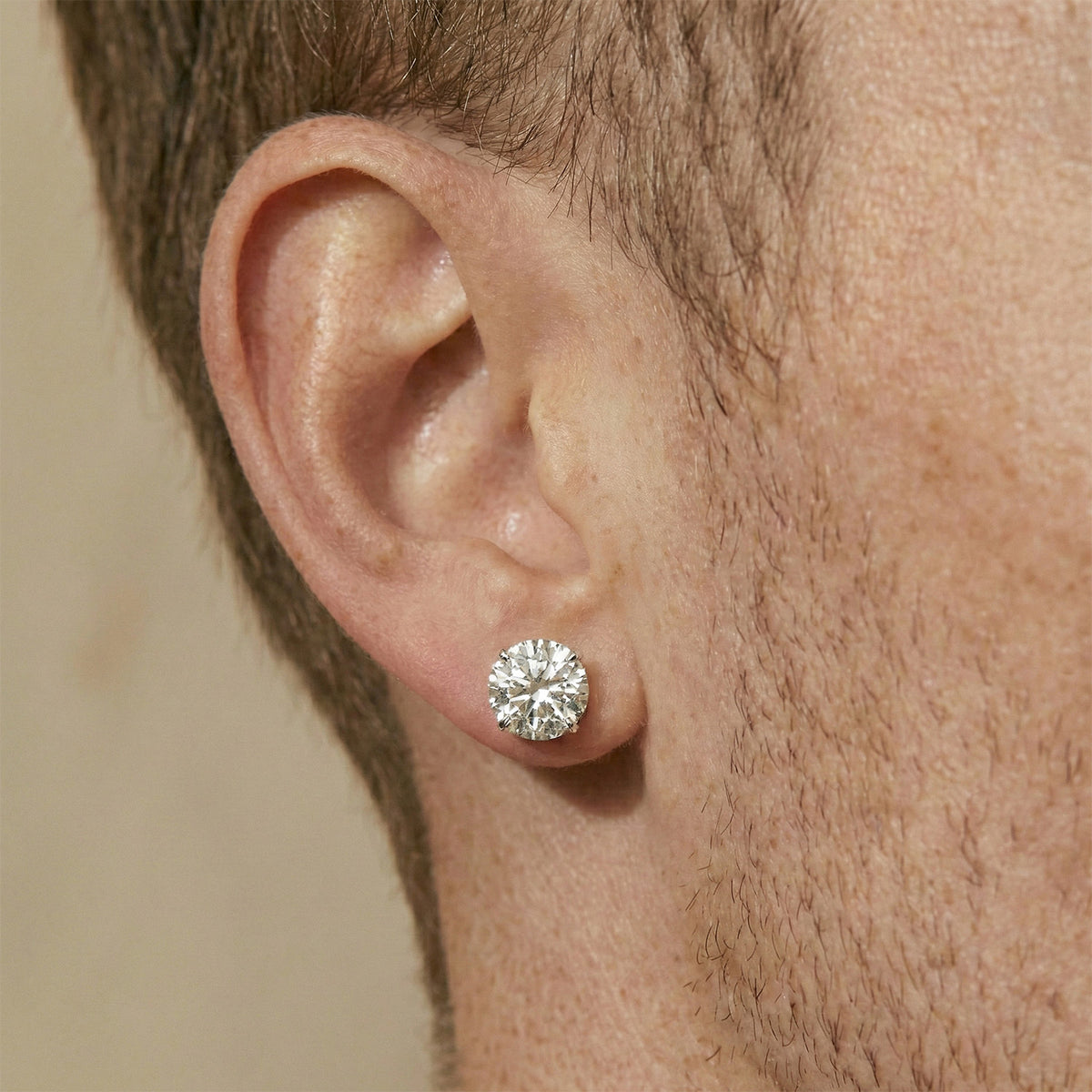 LUXURIANT IGI Certified 4 Ct. Lab Grown Diamond VS E-F Stud Solitaire Earring with Screw Back in 14K White Gold 8164287 5