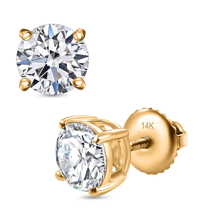 LUXURIANT 2 Ct. Lab Grown Diamond Solitaire Earrings in 14K Gold, SGL Certified 8164337 1