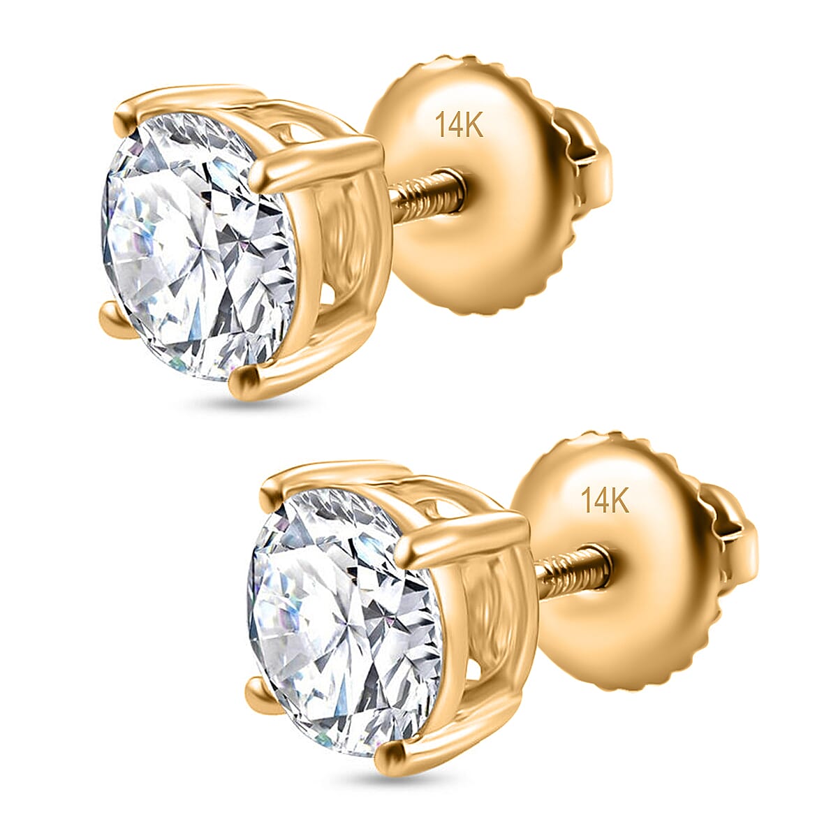LUXURIANT 2 Ct. Lab Grown Diamond Solitaire Earrings in 14K Gold, SGL Certified 8164337 4