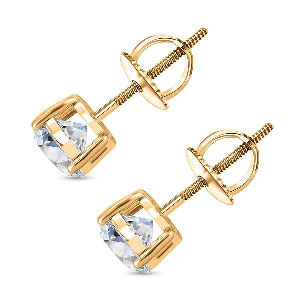 Luxuriant Diamond 2 Ct. Lab Grown Diamond Solitaire Earrings in 14K Gold, SGL Certified