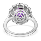 Natural Moroccan Amethyst & White Zircon Royal Blossom Ring in Rhodium Overlay Sterling Silver 3.01 Ct._8165009_4