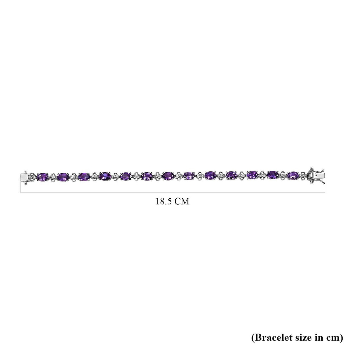 Moroccan Amethyst, White Zircon Linking Bracelet (Size - 7) in Rhodium OverlaySterling Silver, Silver Wt.12 Gms  9.660  Ct. 8165051 5