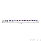 Natural Moroccan Amethyst & White Zircon Floral Grace Linking Bracelet (Size - 7) with GB Lock Box in Rhodium Overlay Sterling Silver 9.66 Ct, Silver Wt.10.10 Gms._8165051_4