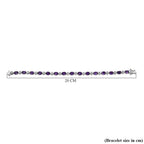 Natural Moroccan Amethyst & White Zircon Floral Grace Linking Bracelet (Size - 7.5) with GB Lock Box in Rhodium Overlay Sterling Silver 10.71 Ct, Silver wt. 11.26 Gms._8165067_4