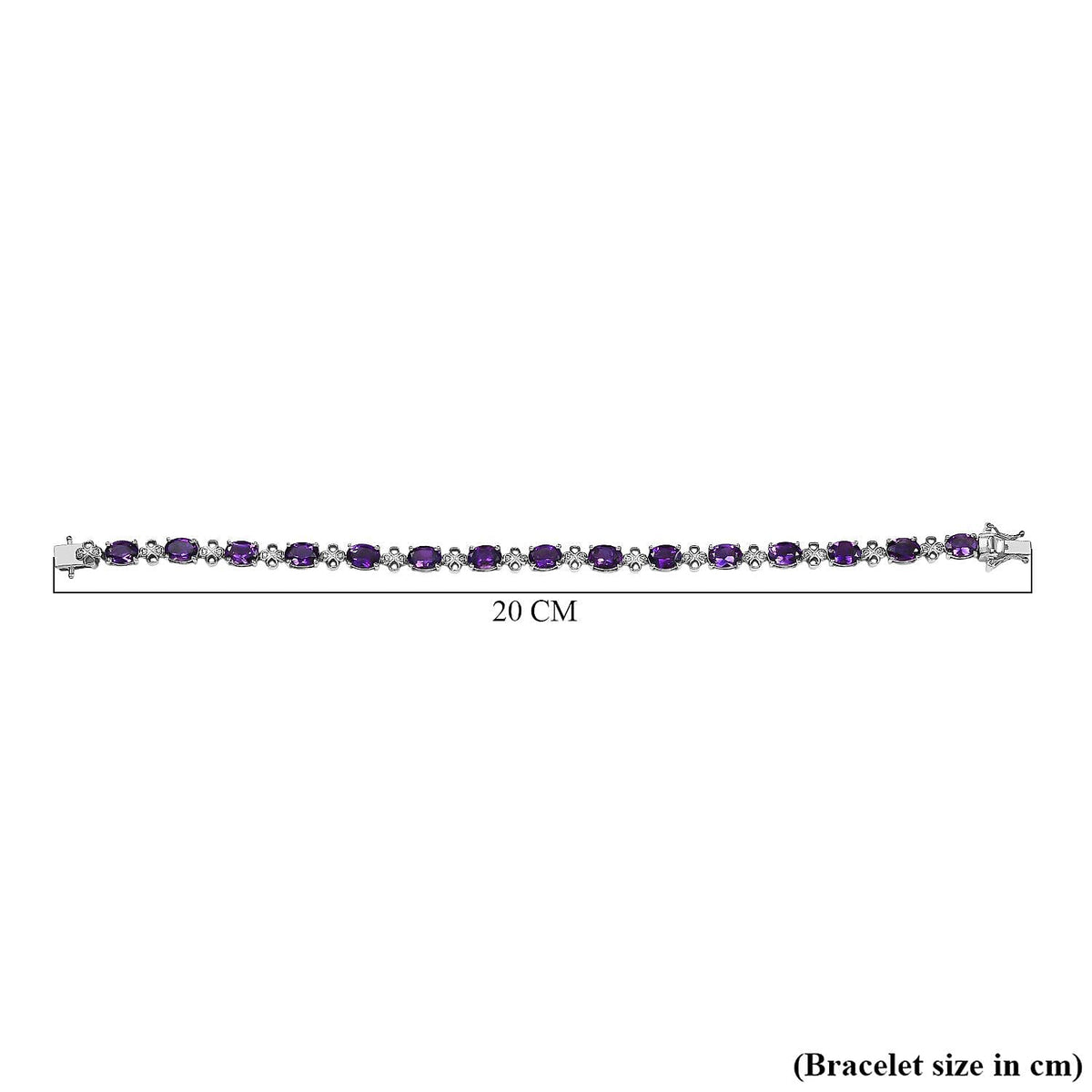 Moroccan Amethyst &amp; White Zircon Linking Bracelet (Size - 7.5) with GB Lock Box in Rhodium Overlay Sterling Silver 10.71 Ct. V32607506 5