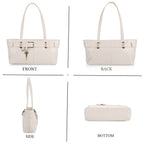 Genuine Leather Belt Buckle Design Rectangular Handbag- White_8165526_3