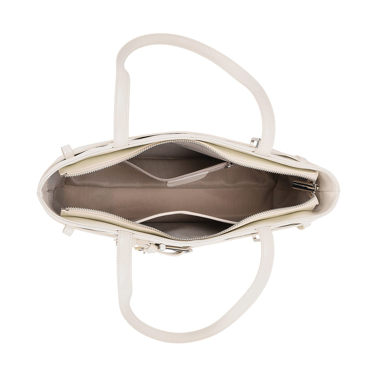 Genuine Leather Belt Buckle Design Rectangular Handbag- White V32514739 5